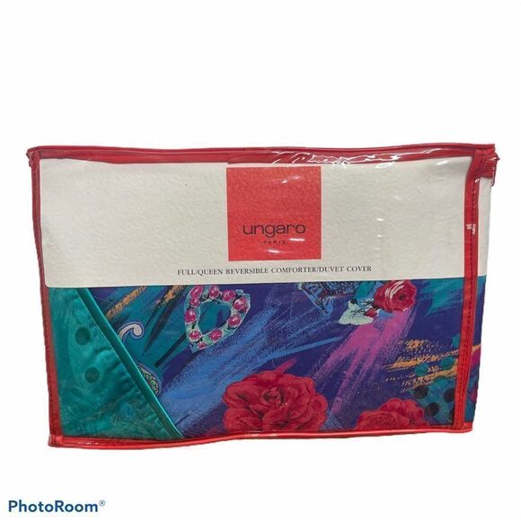 NEW Ungaro Paris Retro 70s 80s Sealed Full / Queen Reversible Bed Duvet Cover - Picture 1 of 7